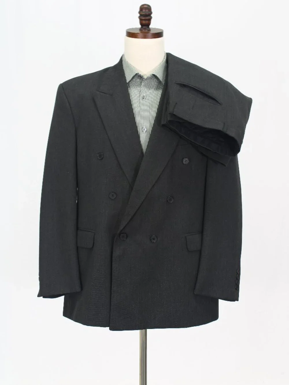J.D. Christopher 44R 38x30 Gray Full Suit Double-Breasted Solid R967